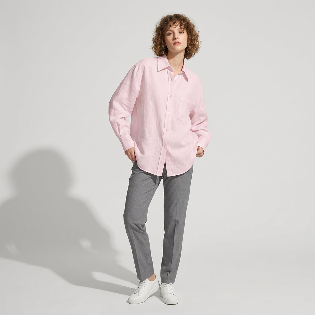 Linen Atelier Shirt in Blush Pink