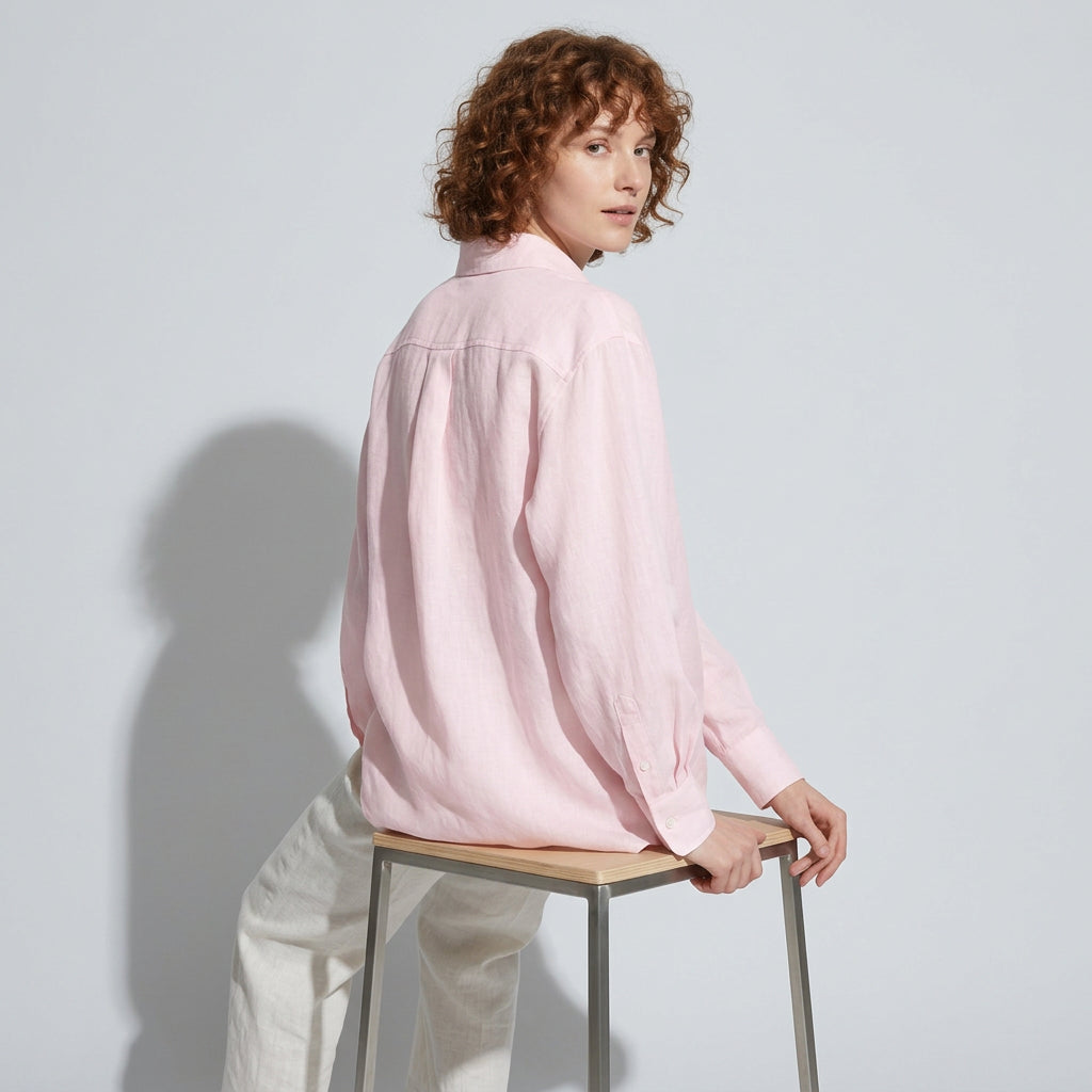 Linen Atelier Shirt in Blush Pink