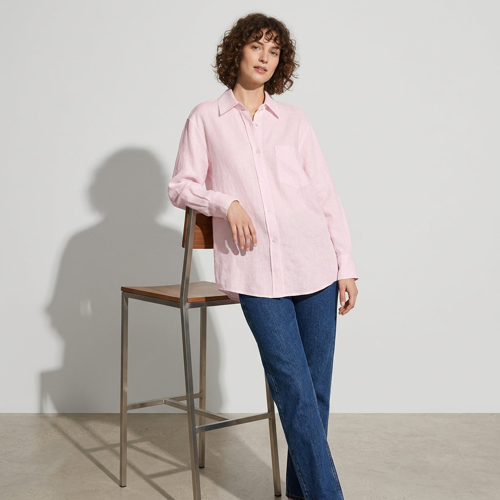 Linen Atelier Shirt in Blush Pink