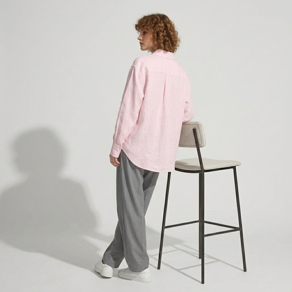 Linen Atelier Shirt in Blush Pink