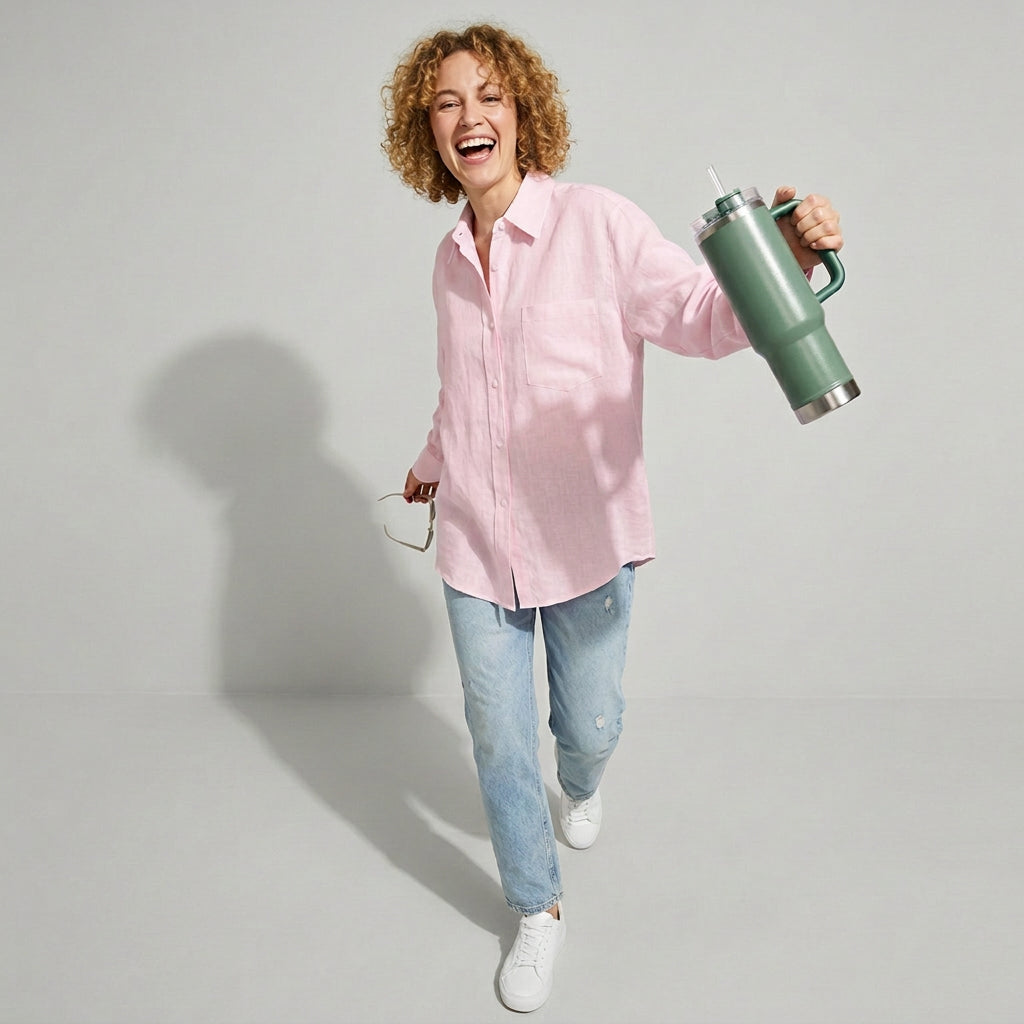 Linen Atelier Shirt in Blush Pink