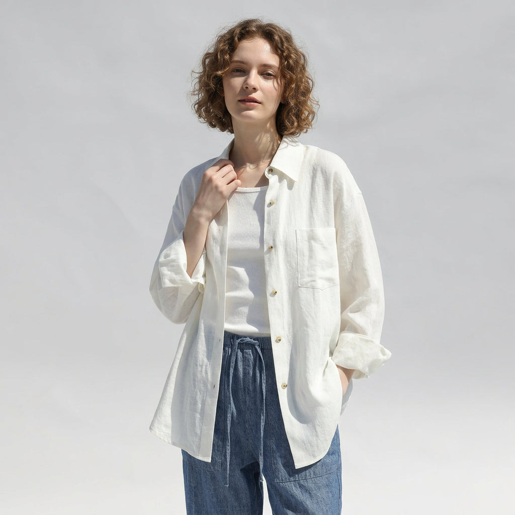 Linen Atelier Shirt in Soft Ivory