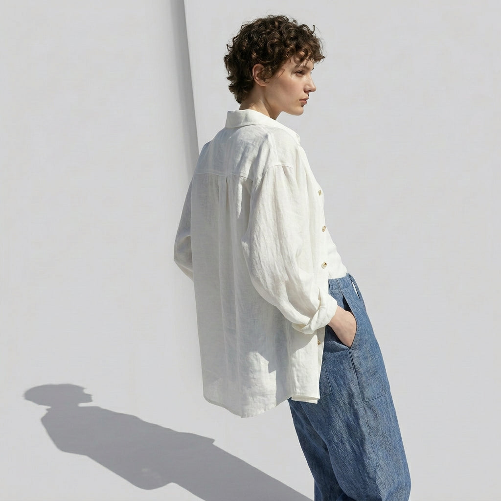 Linen Atelier Shirt in Soft Ivory
