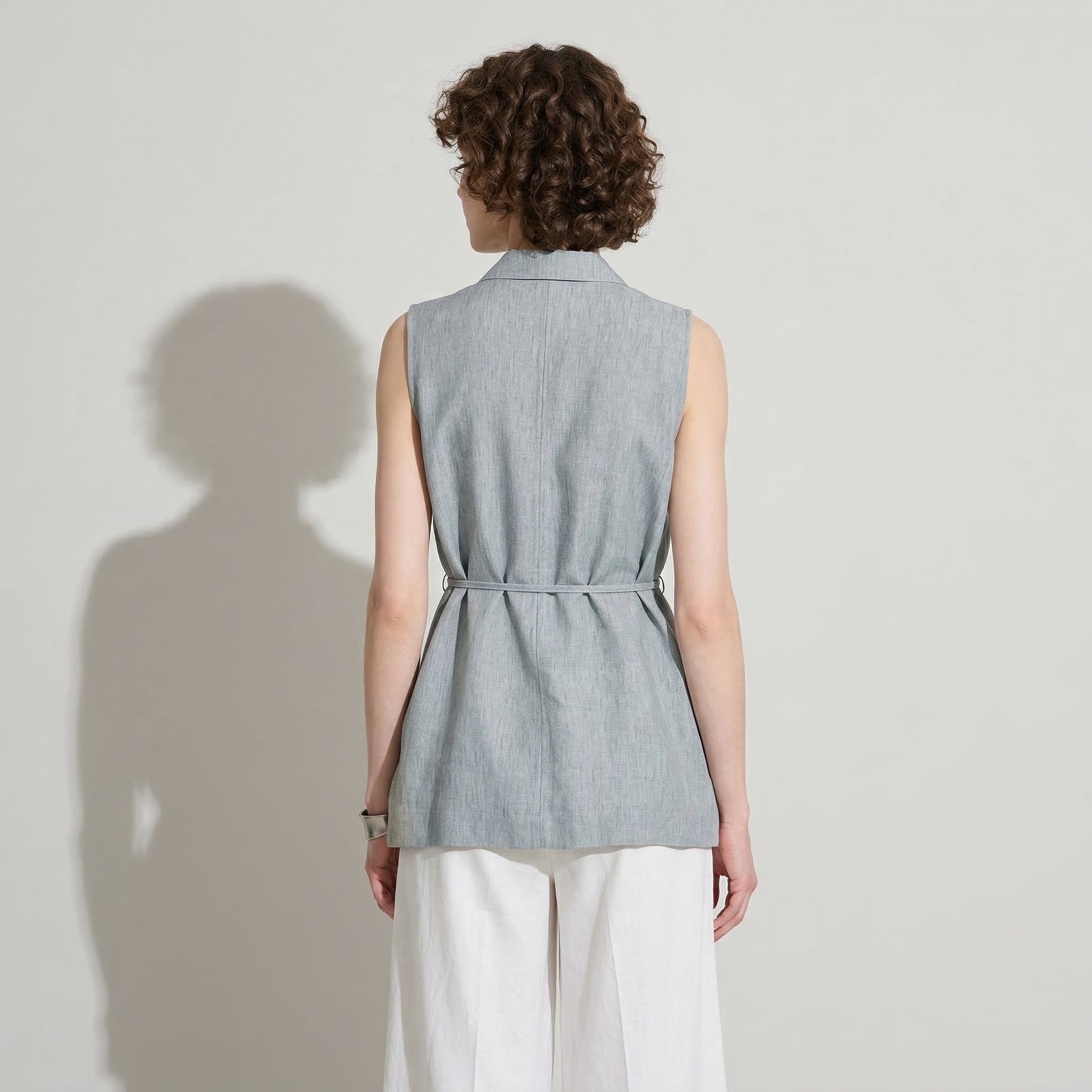 Ease Tie Linen Top in Olive Sand