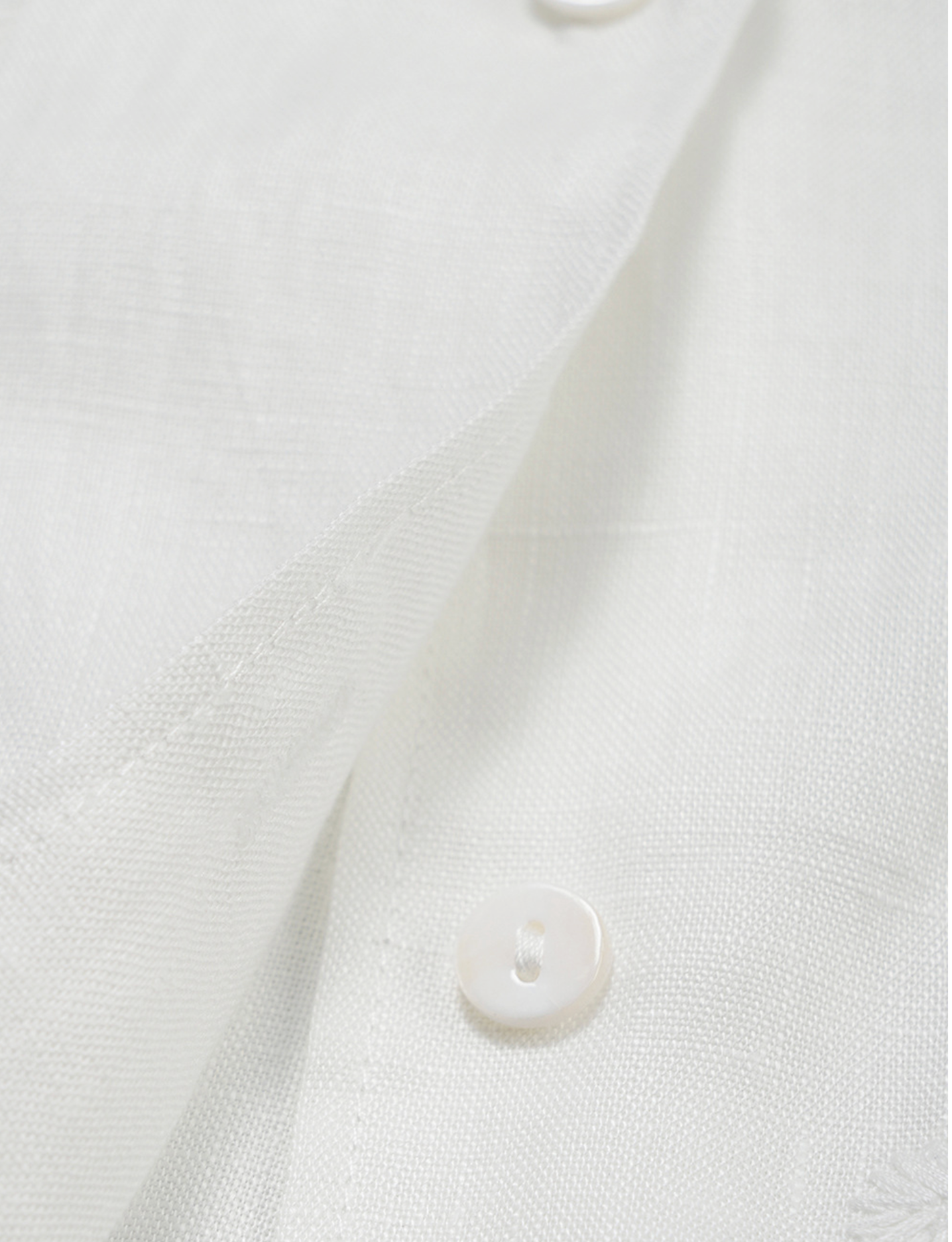 Embroidered Linen Shirt in Soft White - WHITE