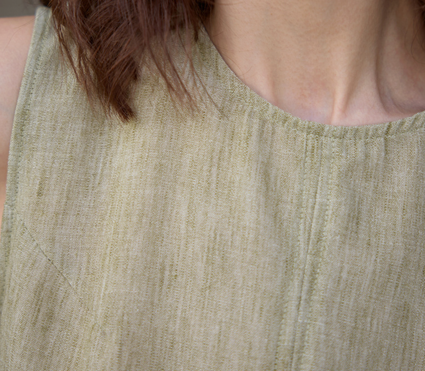 Ease Tie Linen Top in Stone Sage