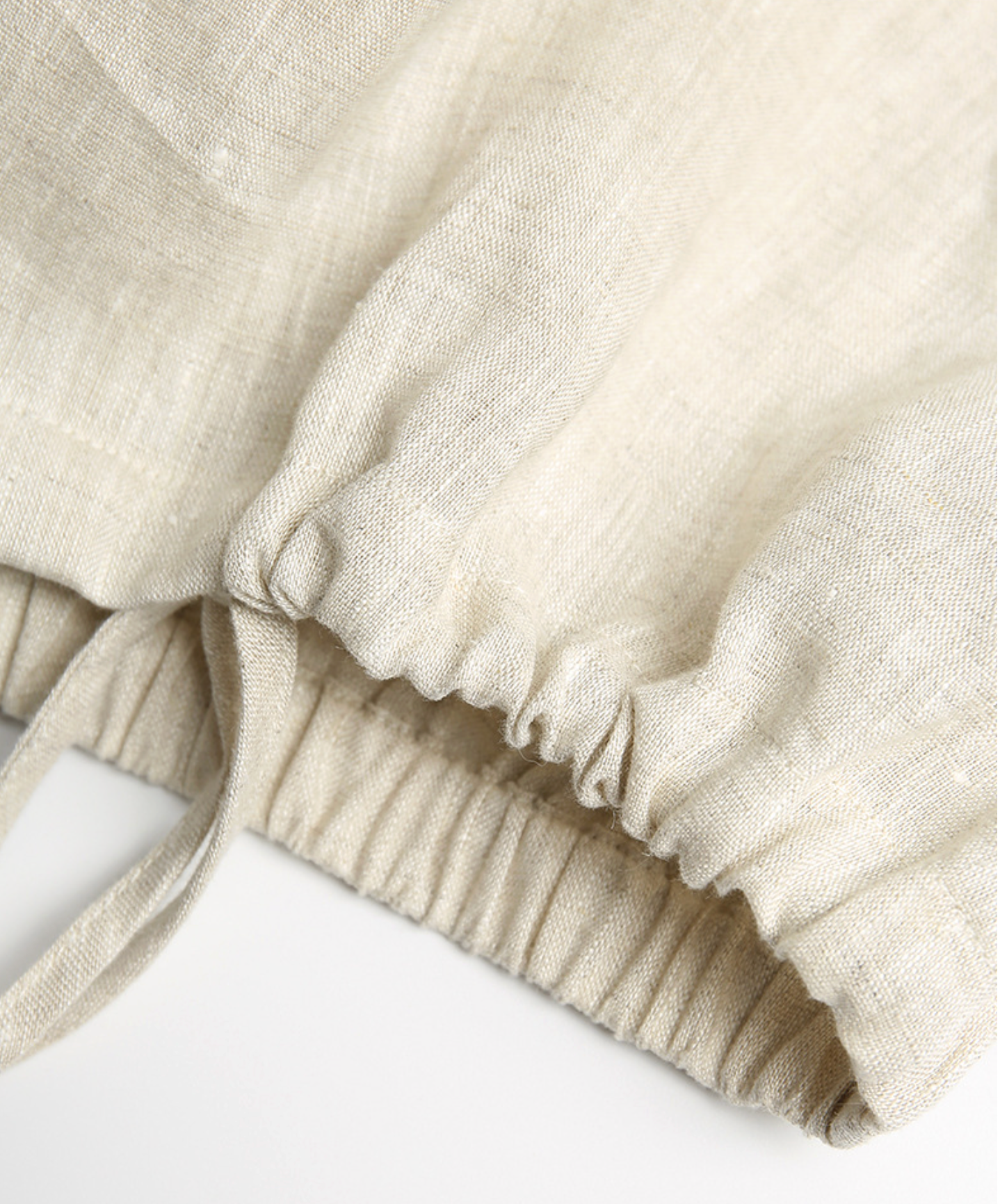 V-Neck Linen Top in Dune Beige