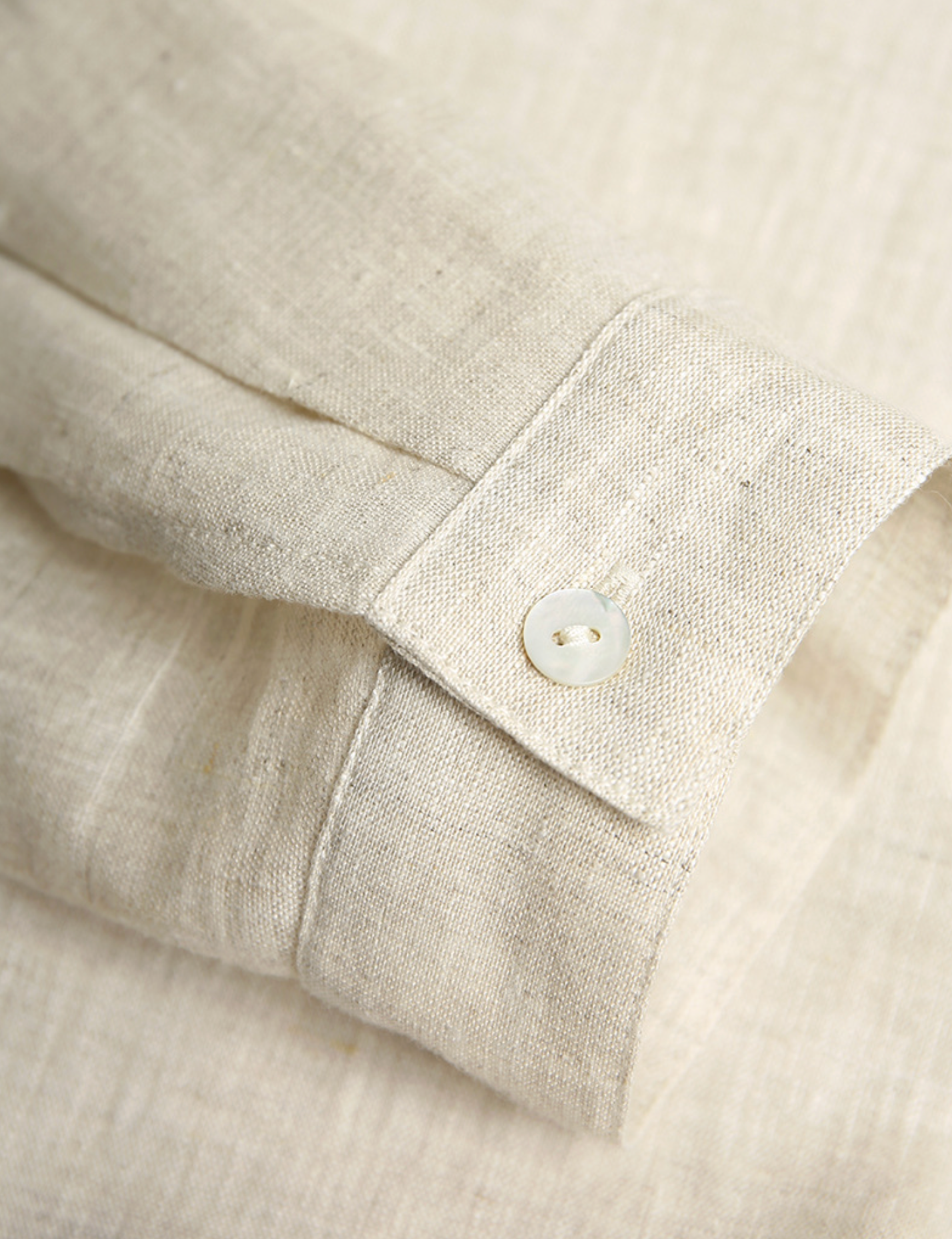 V-Neck Linen Top in Dune Beige