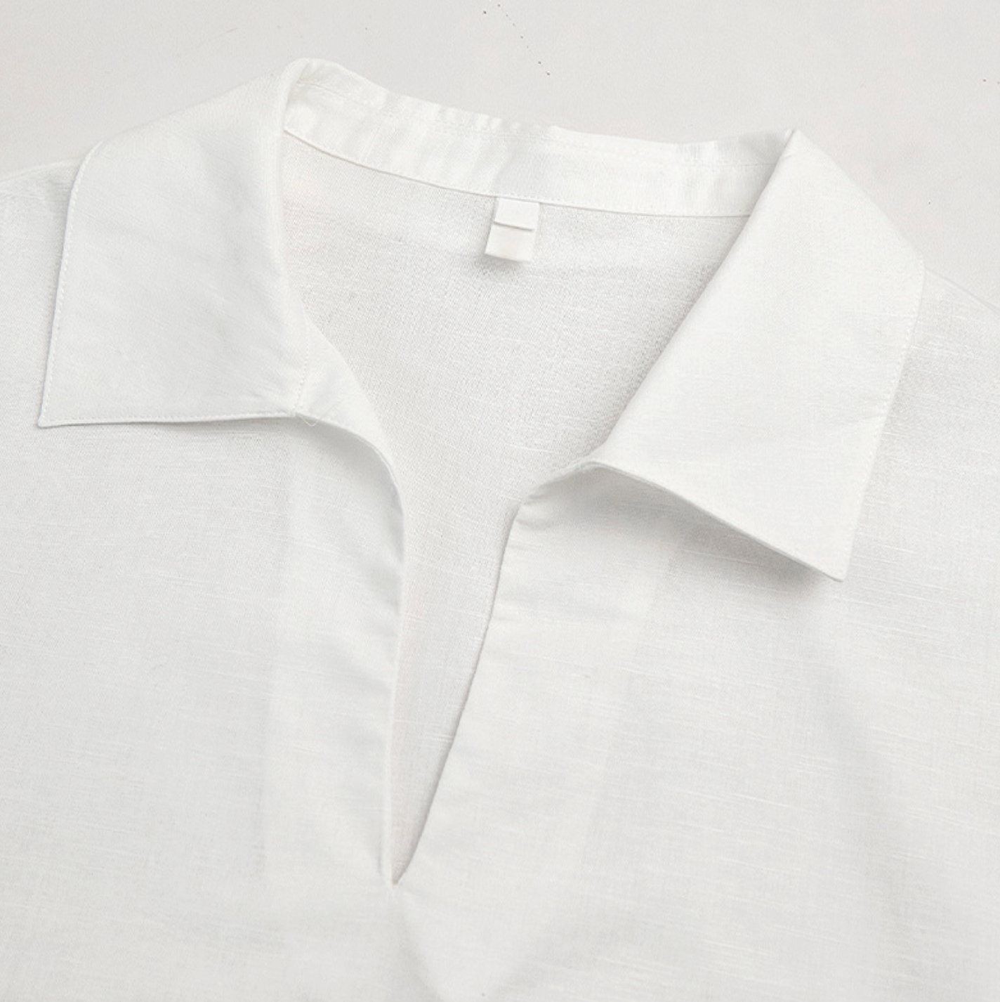 V-Neck Linen Top in Sheer White