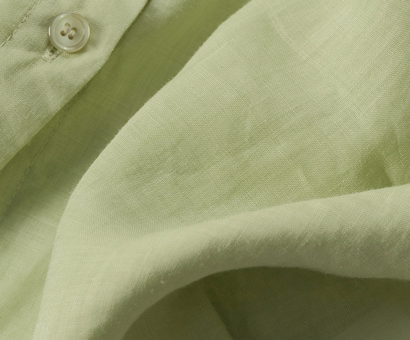 Ramie V-Neck Shirt in Soft Olive