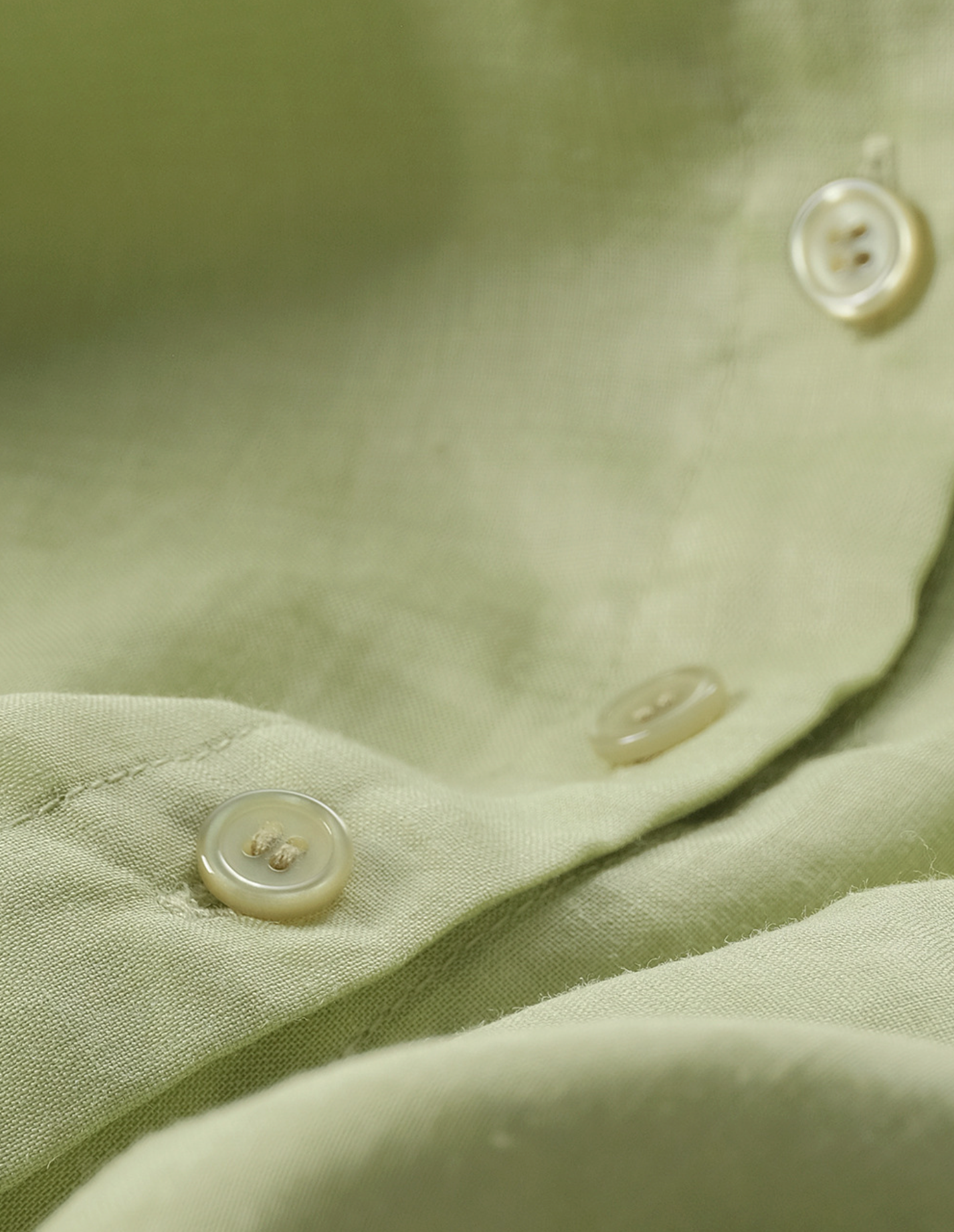 Ramie V-Neck Shirt in Soft Olive