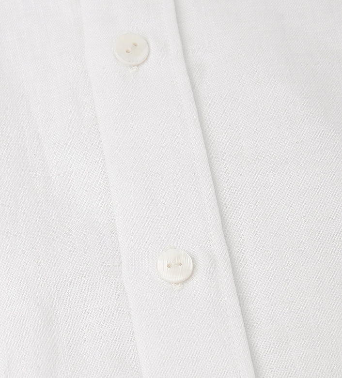 100 % Flax Linen Stand Collar Shirt for Men in White