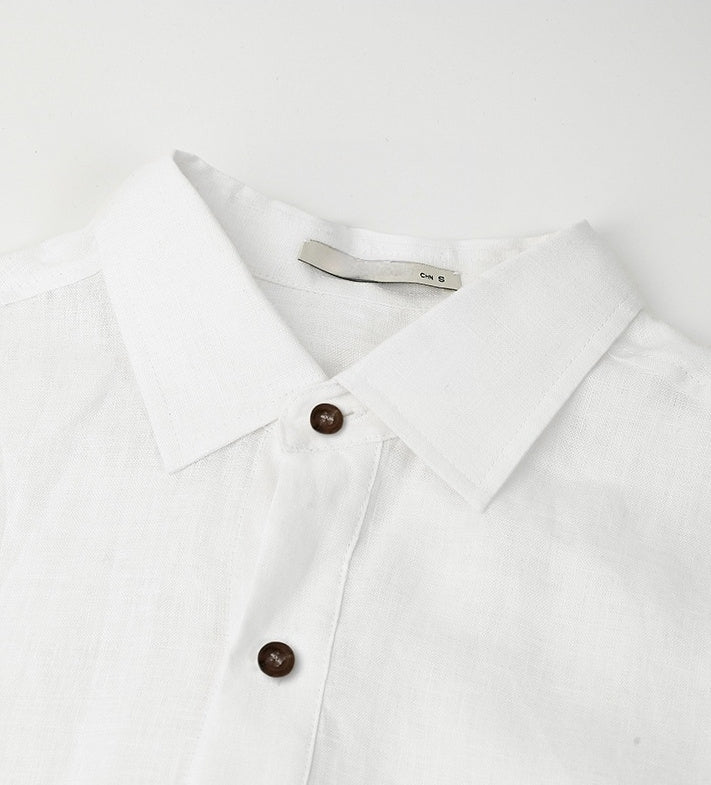 100 % Flax Linen Shirt For Men in White