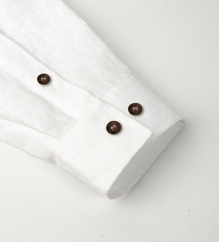 100 % Flax Linen Shirt For Men in White