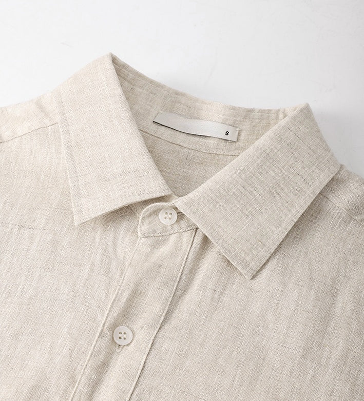 100 % Flax Linen Shirt for Men in Oatmeal Beige