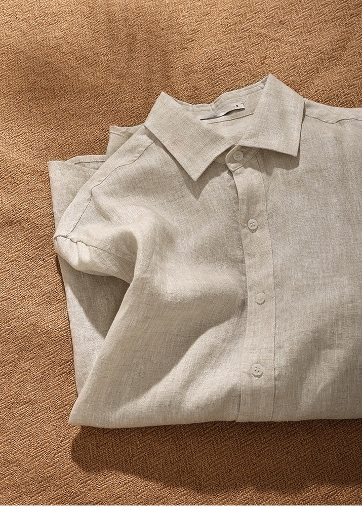 100 % Flax Linen Shirt for Men in Oatmeal Beige