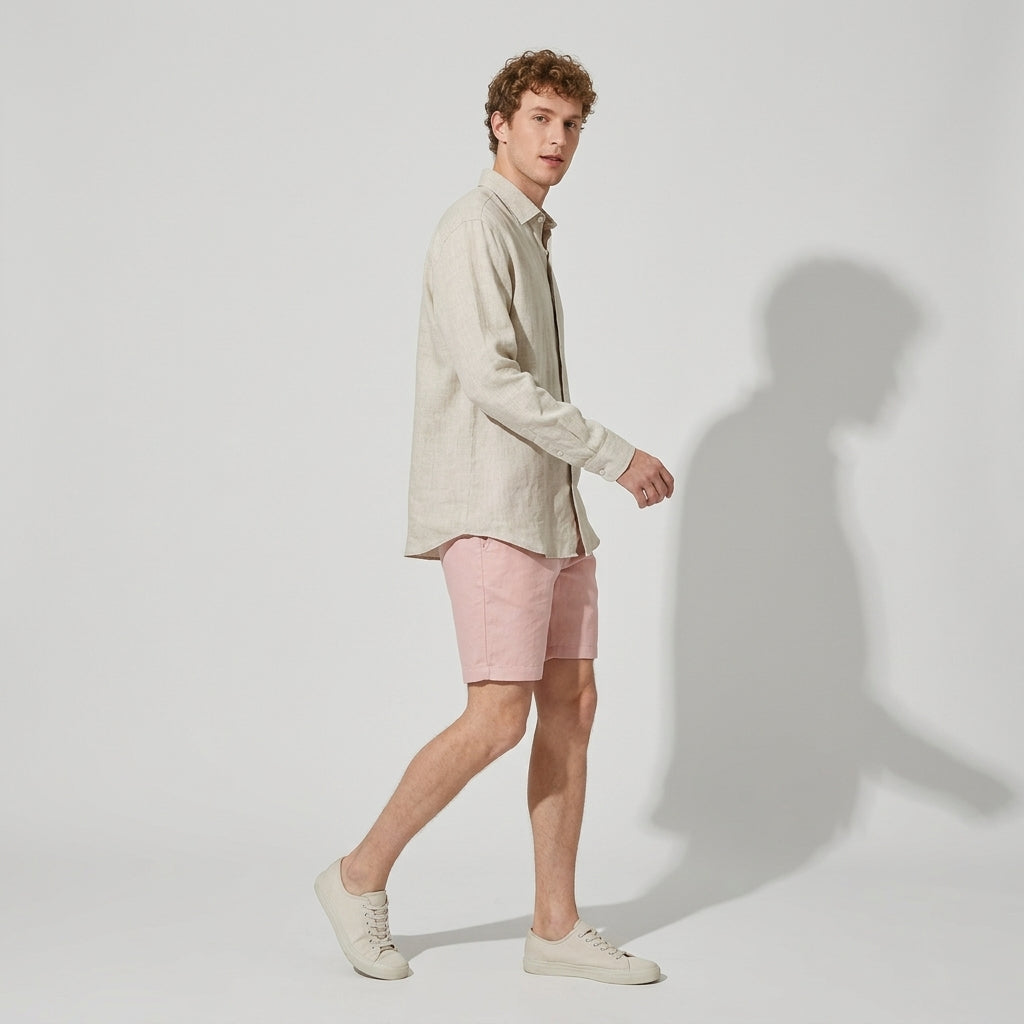 100 % Flax Linen Shirt for Men in Oatmeal Beige