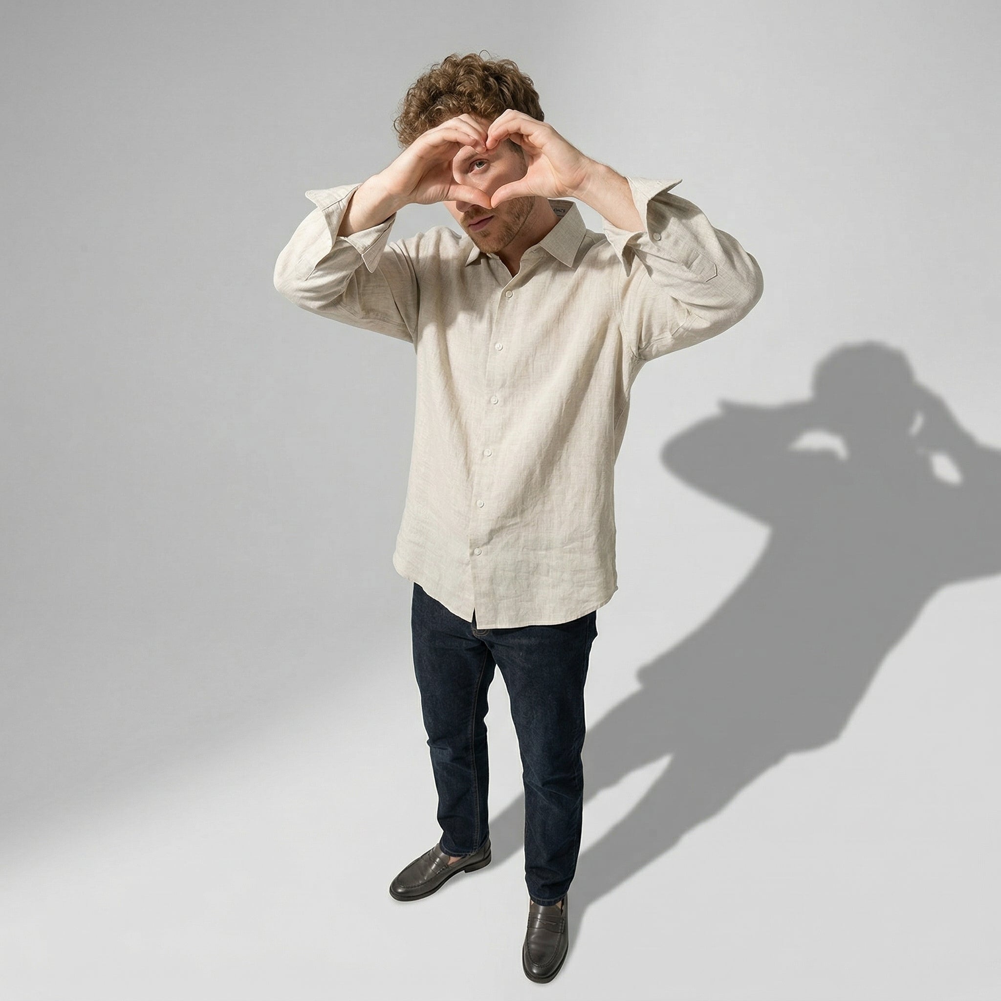 100 % Flax Linen Shirt for Men in Oatmeal Beige