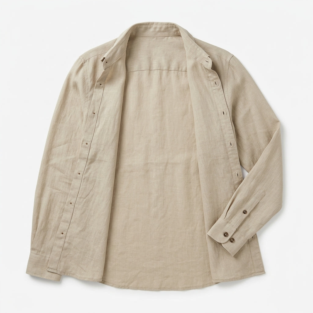 100 % Flax Linen Shirt For Men in Hemp Beige
