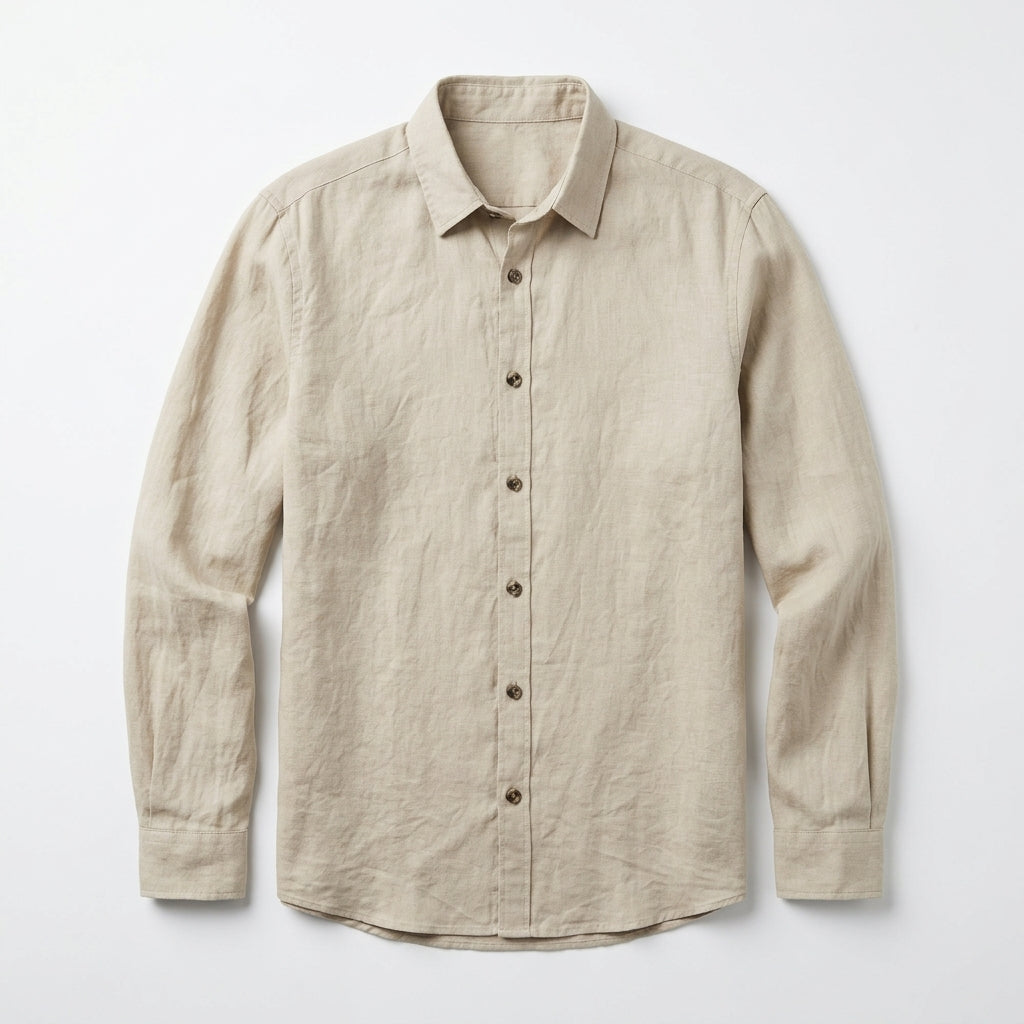 100 % Flax Linen Shirt For Men in Hemp Beige