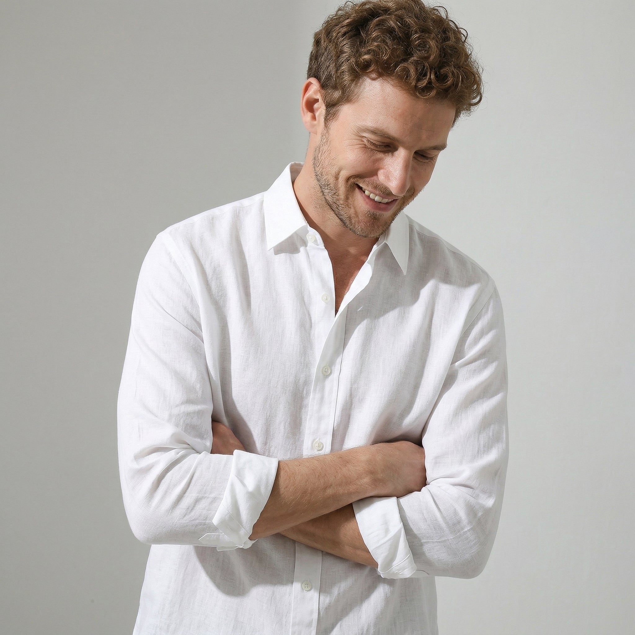 100 % Flax Linen Shirt for Men in White
