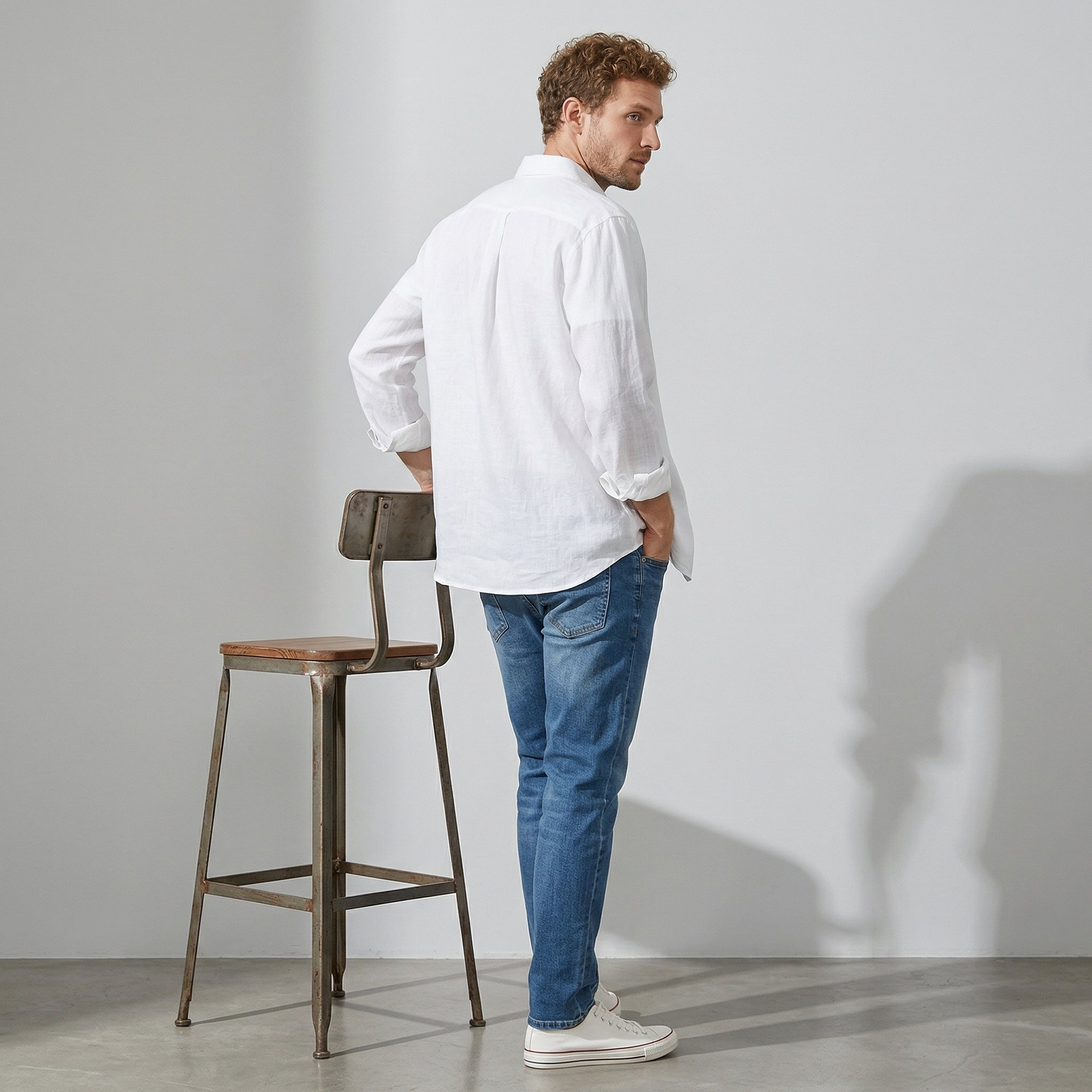 100 % Flax Linen Shirt for Men in White