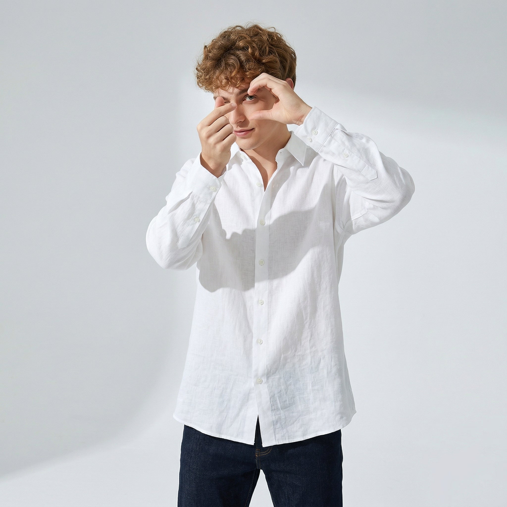 100 % Flax Linen Shirt for Men in White