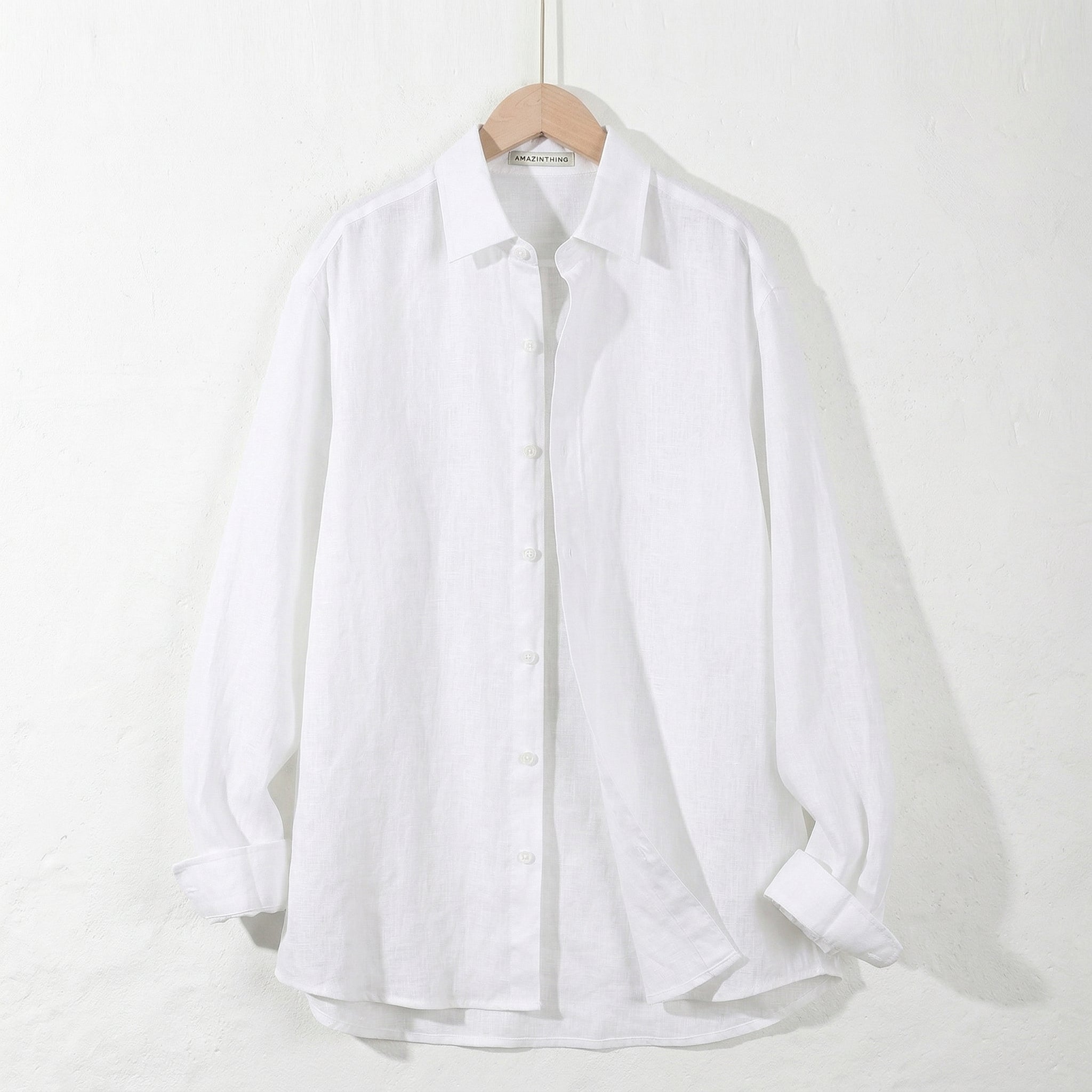 100 % Flax Linen Shirt for Men in White